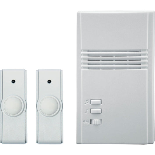 IQ America White Plug-In Wireless Door Chime with 2 Push Buttons