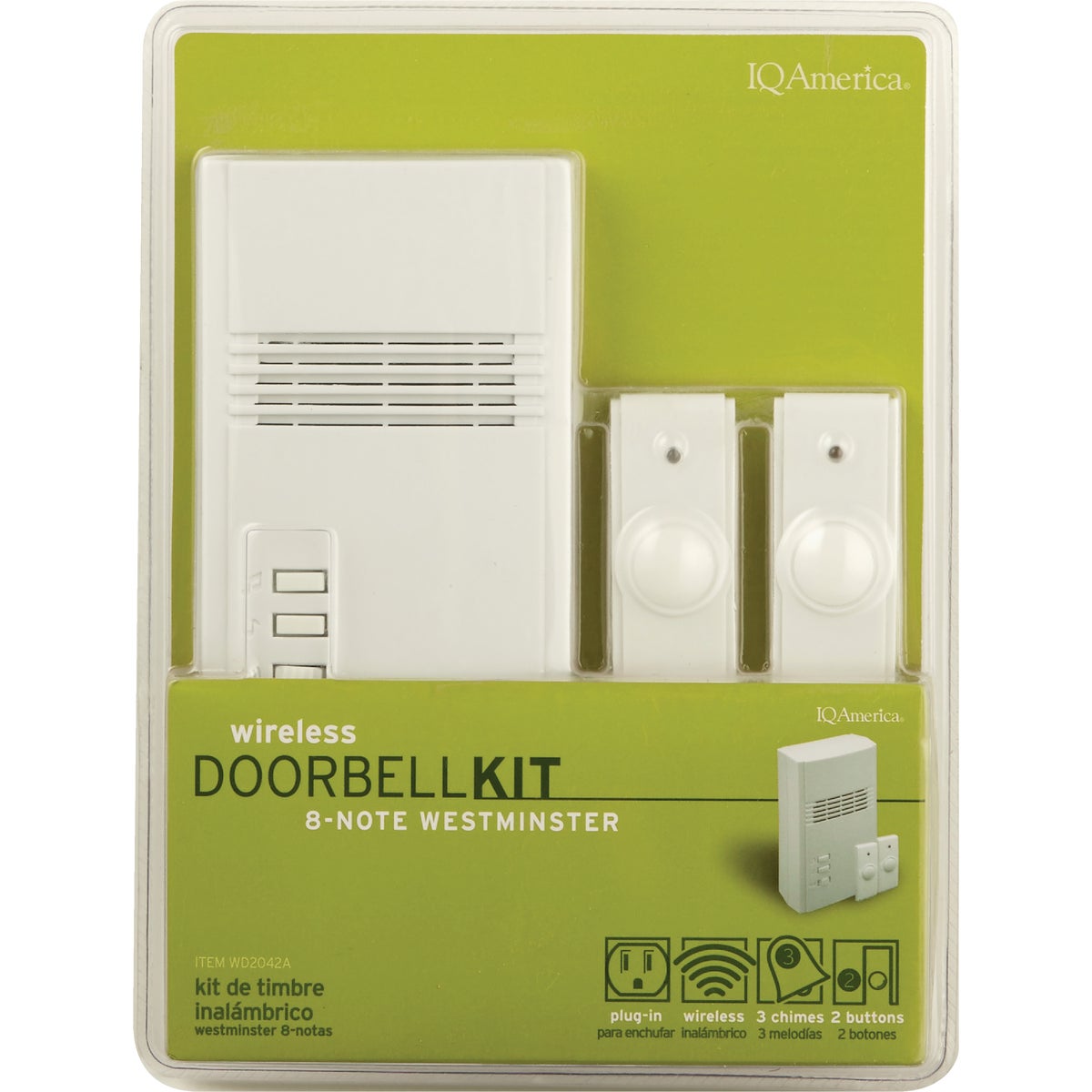 IQ America White Plug-In Wireless Door Chime with 2 Push Buttons