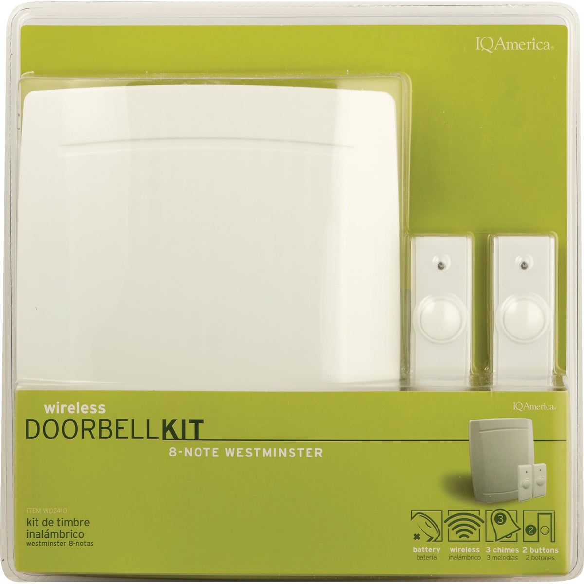 IQ America Step-Up Battery Operated Wireless Off-White Door Chime with 2 Push Buttons