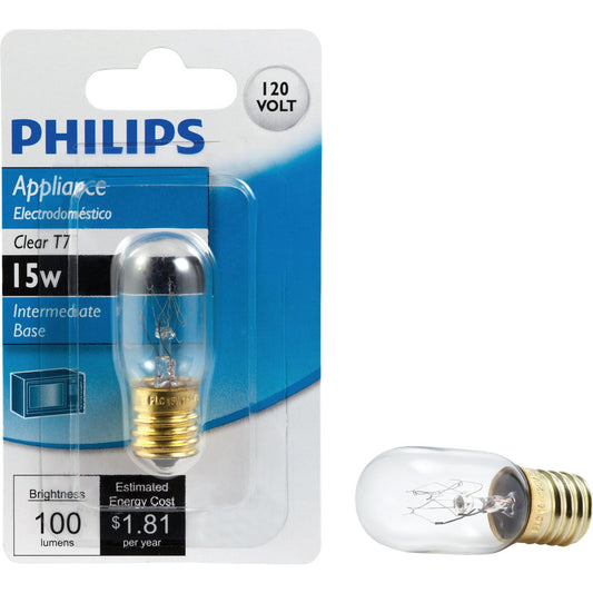 Philips 15W Clear Intermediate Base T7 Incandescent Appliance Light Bulb