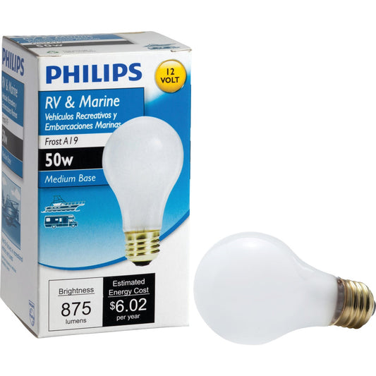 Philips RV & Marine 50W Frosted A19 Medium Incandescent Special Purpose Light Bulb