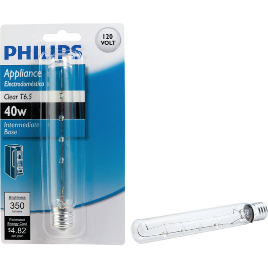 Philips 40W Clear Intermediate T6.5 Incandescent Appliance Light Bulb
