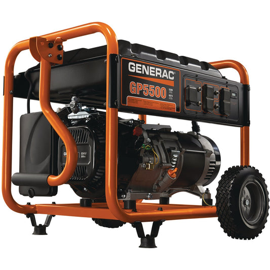 Generac 5500W Gasoline Powered Recoil Pull Start Portable Generator