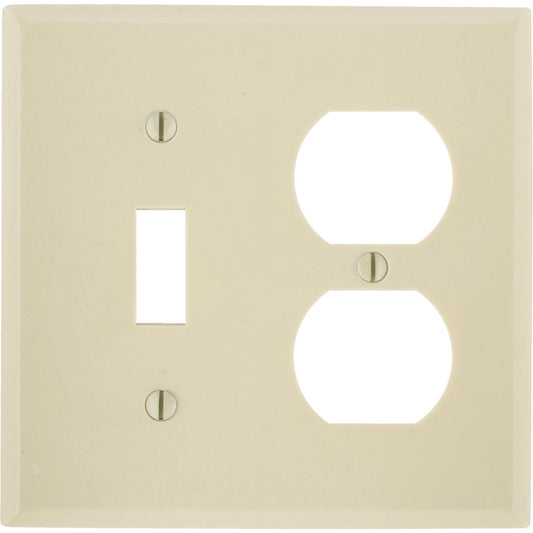 Leviton Oversized 2-Gang Thermoset Single Toggle/Duplex Outlet Wall Plate, Ivory