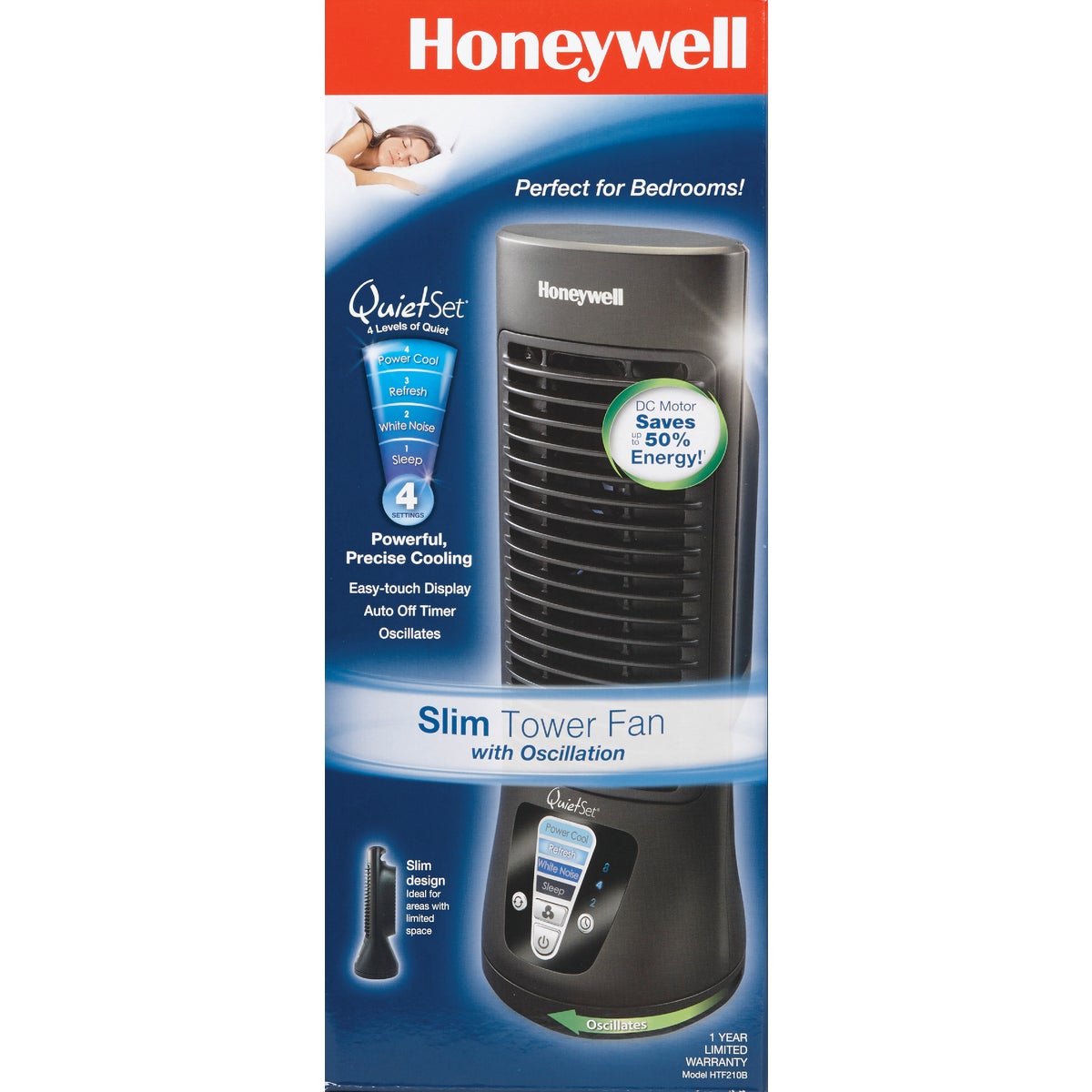 Honeywell QuietSet 13 In. 4-Speed Black Mini Tower Table Fan