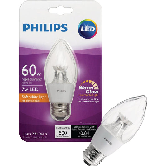 Philips Warm Glow 60W Equivalent Soft White F15 Medium Dimmable Post LED Decorative Light Bulb