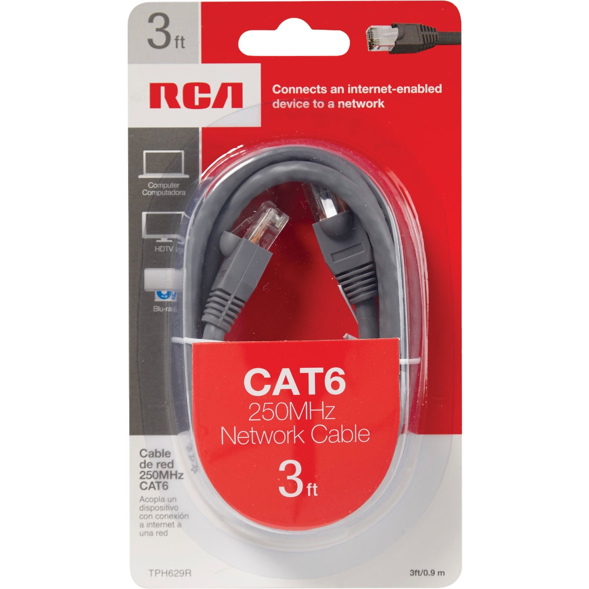 RCA 3 Ft. CAT-6 Gray Network Cable