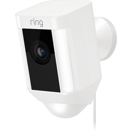 Ring Plug-In Indoor/Outdoor White Security Camera with Spotlight