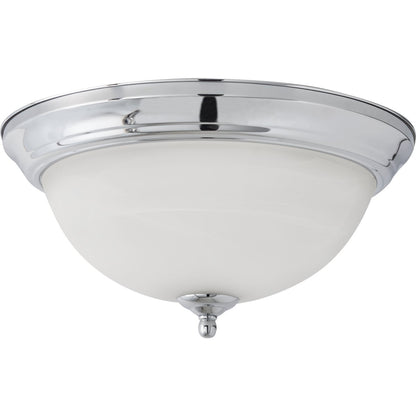 Home Impressions 13 In. Chrome Flush Mount Incandescent Ceiling Light Fixture with Alabaster Glass