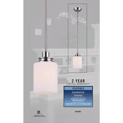 Home Impressions Crawford 1-Bulb Brushed Nickel Incandescent Pendant Light Fixture