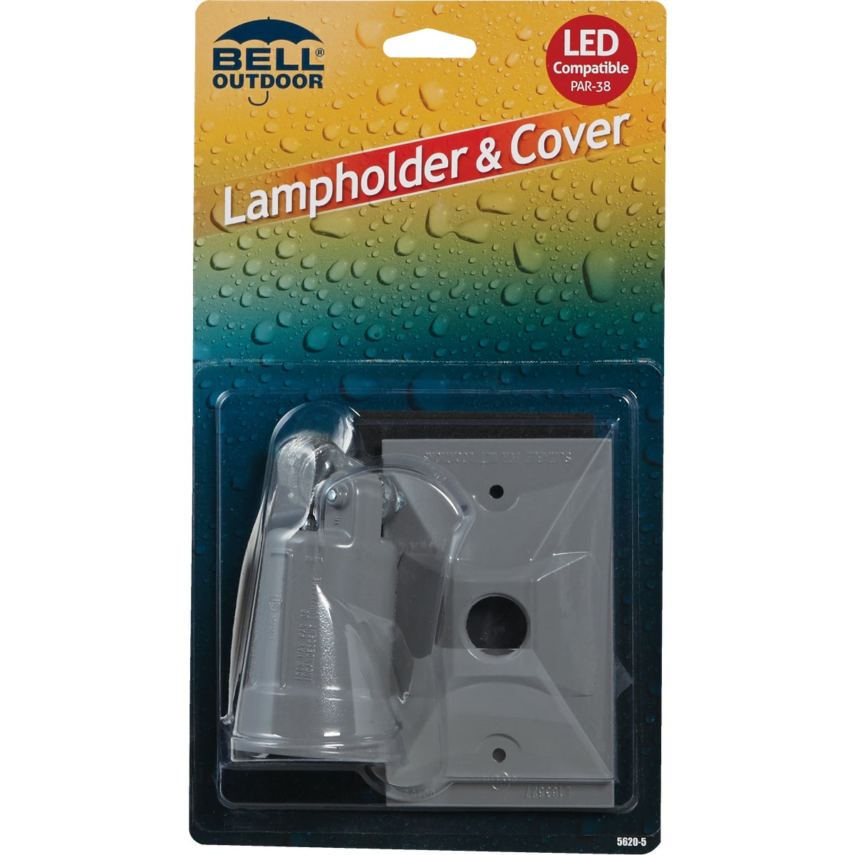 Bell 150W Aluminum Rectangle Single Gray Weatherproof Outdoor Lampholder with Cover, Carded