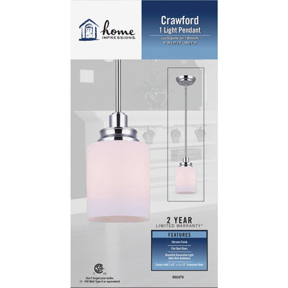 Home Impressions Crawford 1-Bulb Polished Chrome Incandescent Pendant Light Fixture