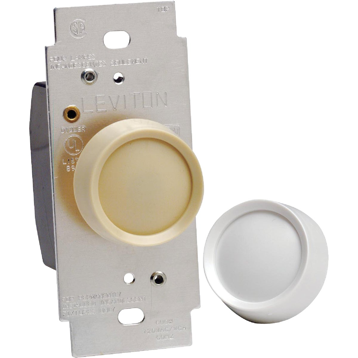 Leviton White/Light Almond Universal Turn On-Off Rotary Dimmer Switch