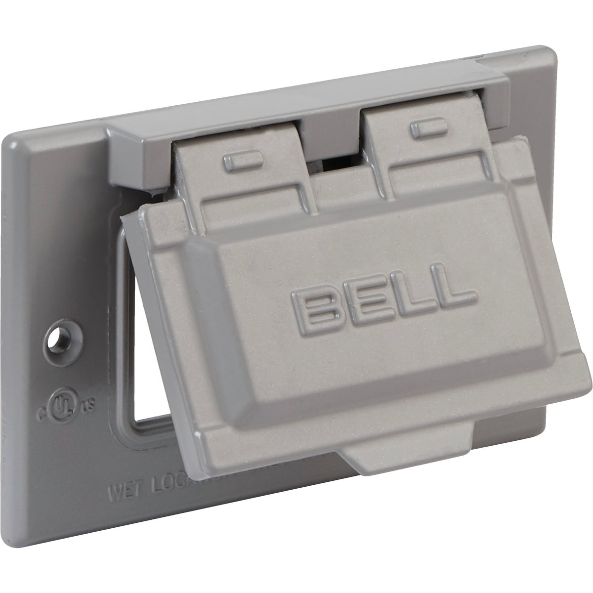 Bell Single Gang Horizontal GFCI Aluminum Gray Weatherproof Outdoor Electrical Cover