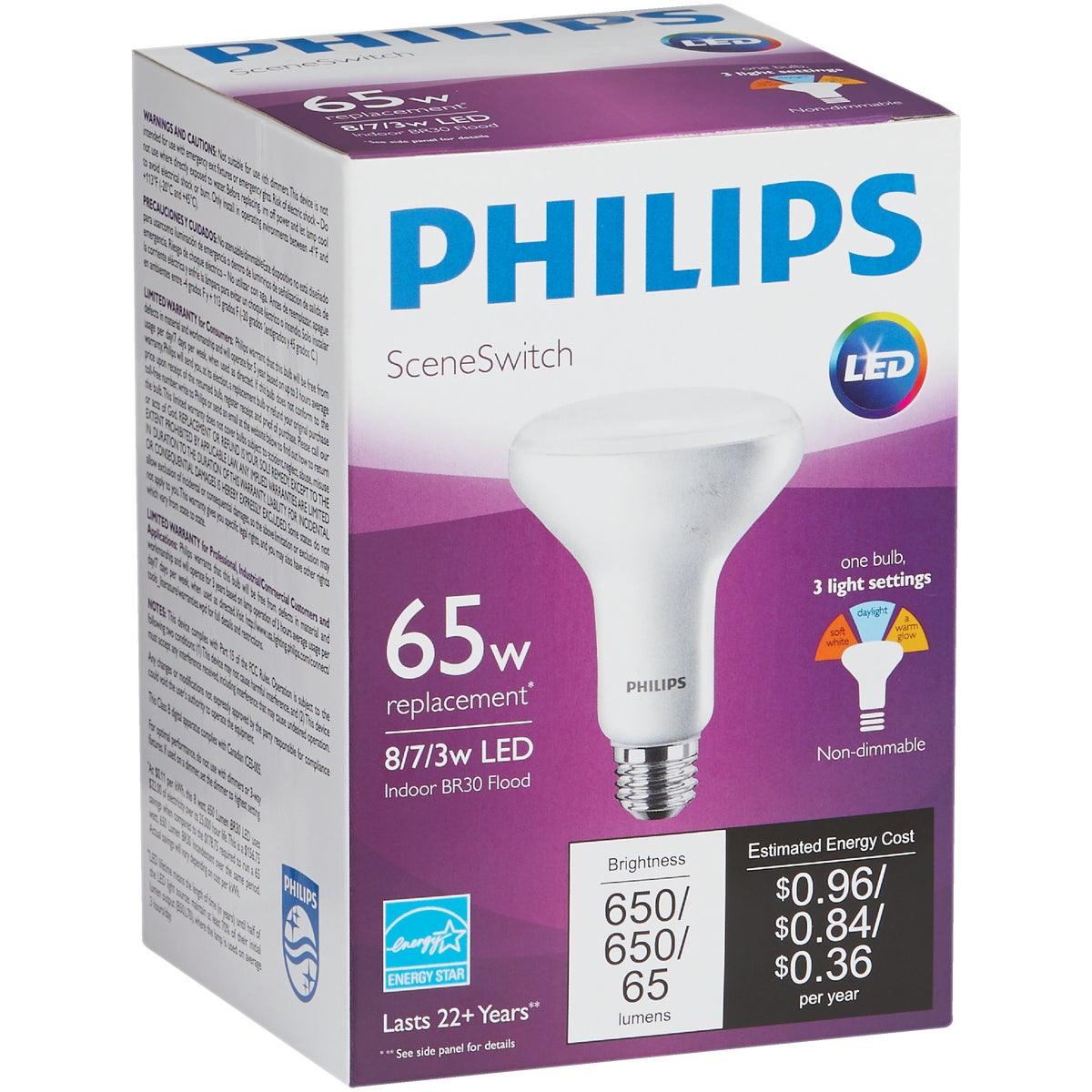 Philips SceneSwitch 65W Equivalent Daylight/Soft White/Warm Glow BR30 Medium LED Floodlight Light Bulb