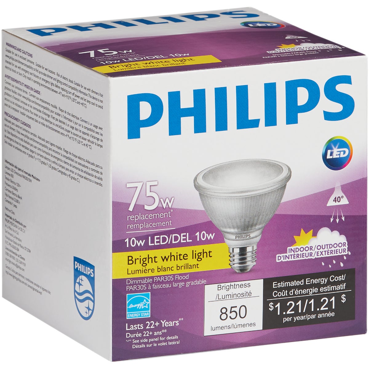 Philips 75W Equivalent Bright White PAR30 Short Neck Medium LED Floodlight Light Bulb