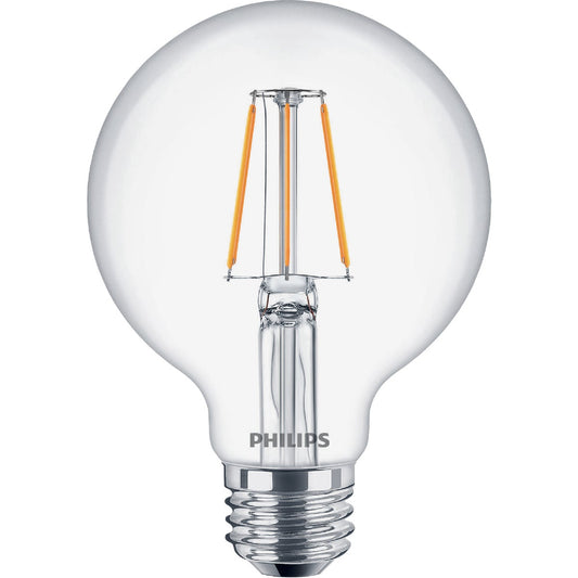 Philips Warm Glow All Glass 40W Equivalent Soft White G25 Medium Dimmable LED Decorative Globe Light Bulb