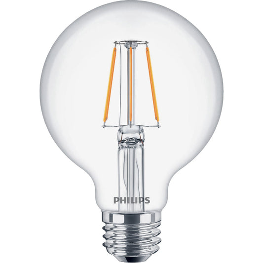 Philips Warm Glow All Glass 60W Equivalent Soft White G25 Medium Dimmable LED Decorative Globe Light Bulb