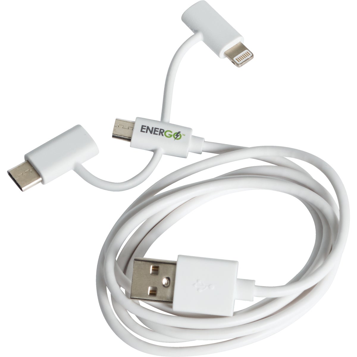 Energo 3 Ft. White 2-In-1 USB Charging & Sync Cable