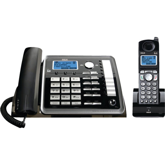 RCA DECT 6.0 2-Line Black Expandable Corded/Cordless Telephone System