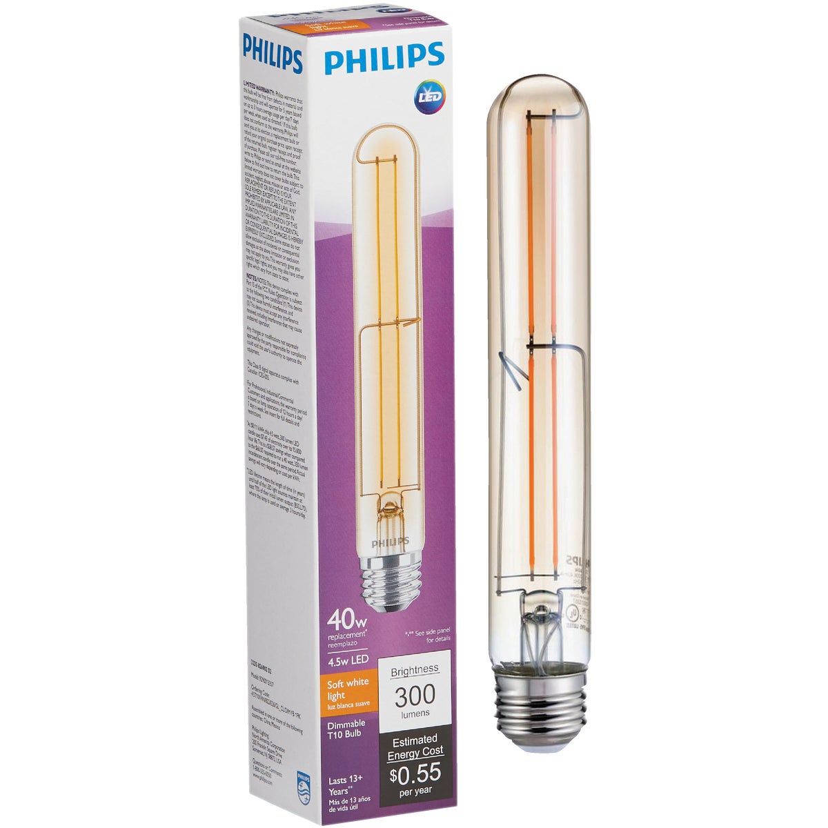 Philips Vintage Edison 40W Equivalent Warm White T10 Medium LED Special Purpose Light Bulb