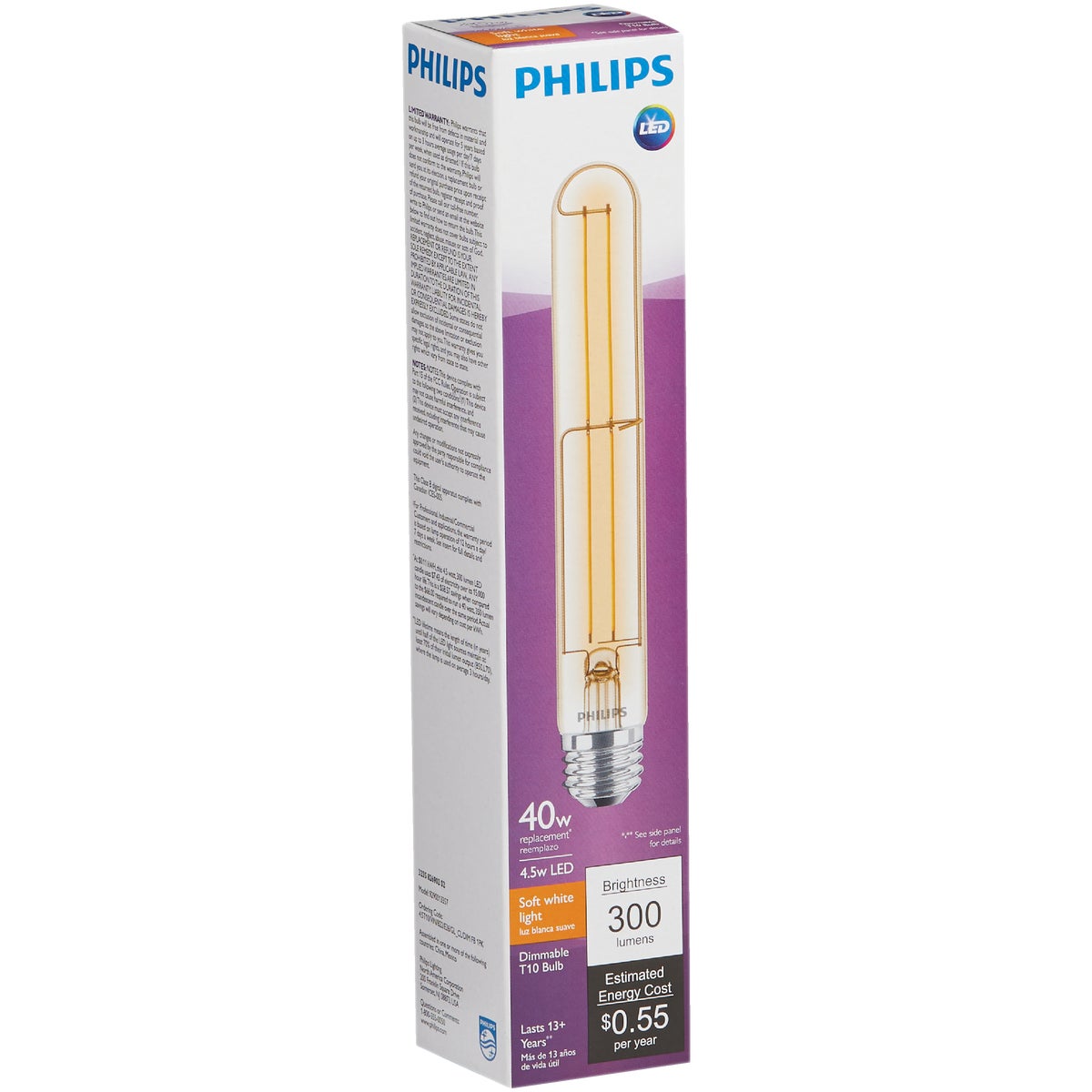 Philips Vintage Edison 40W Equivalent Warm White T10 Medium LED Special Purpose Light Bulb