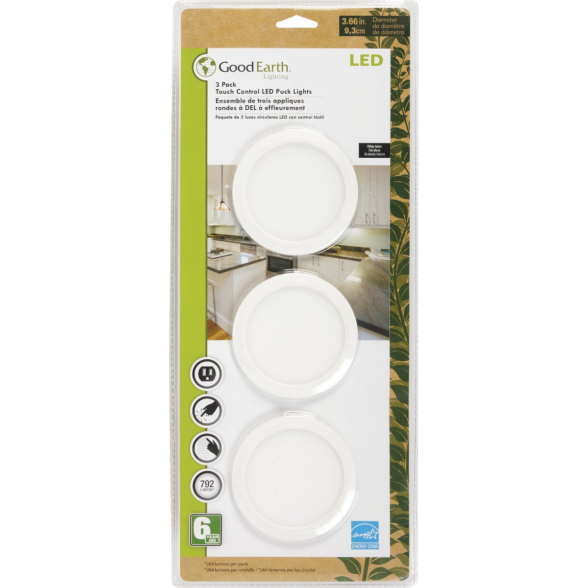 Good Earth Lighting 2.5 In. Plug-In White LED Under Cabinet Light Kit