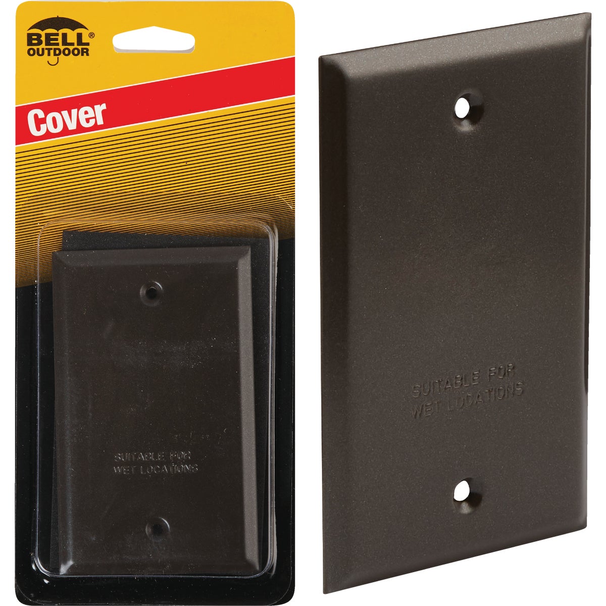 Bell Single Gang Rectangular Die-Cast Metal Bronze Blank Outdoor Box Cover