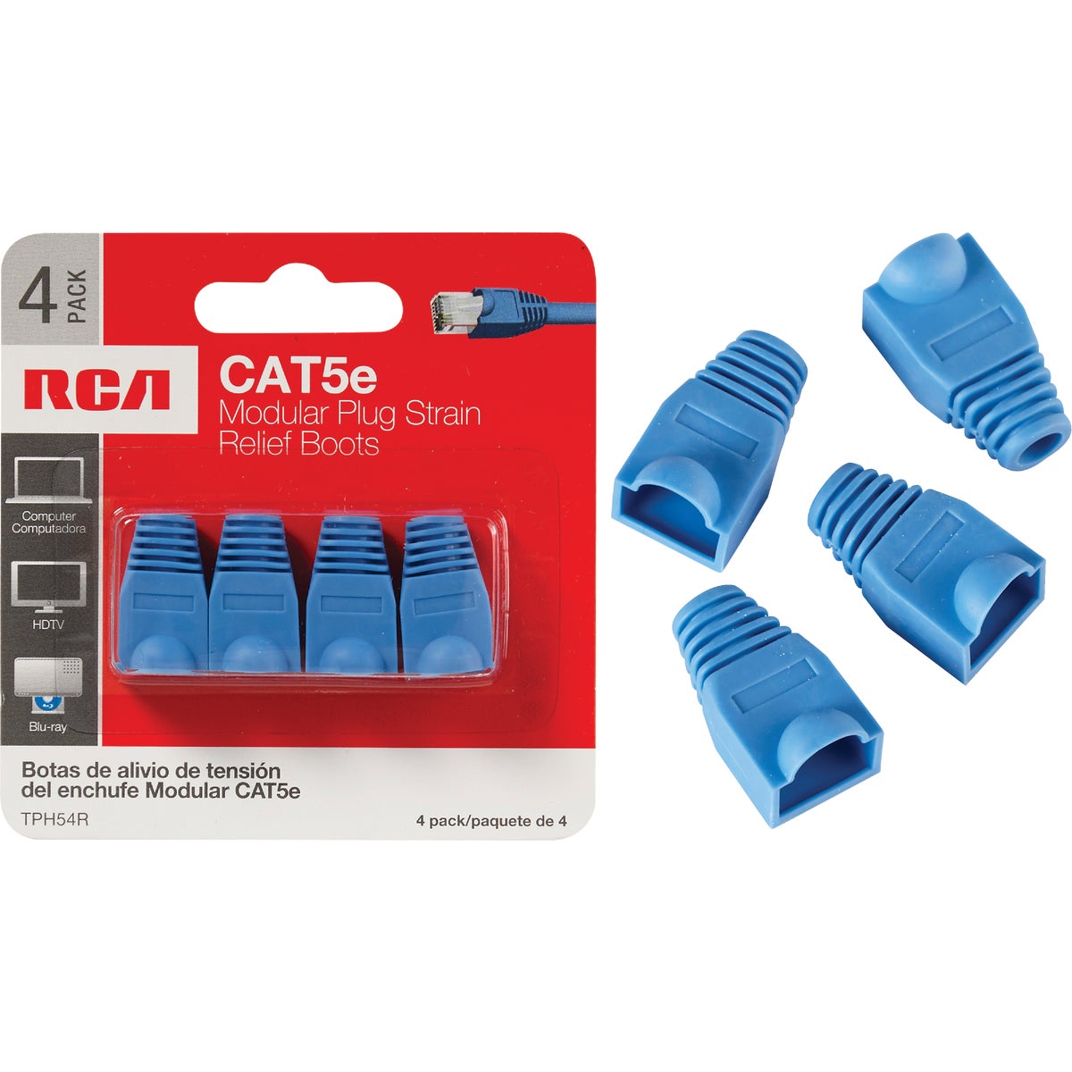 RCA CAT-5E Blue Plastic Modular Plug Strain Relief Boot (4-Pack)