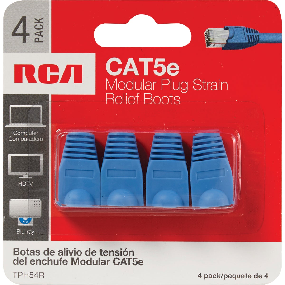 RCA CAT-5E Blue Plastic Modular Plug Strain Relief Boot (4-Pack)