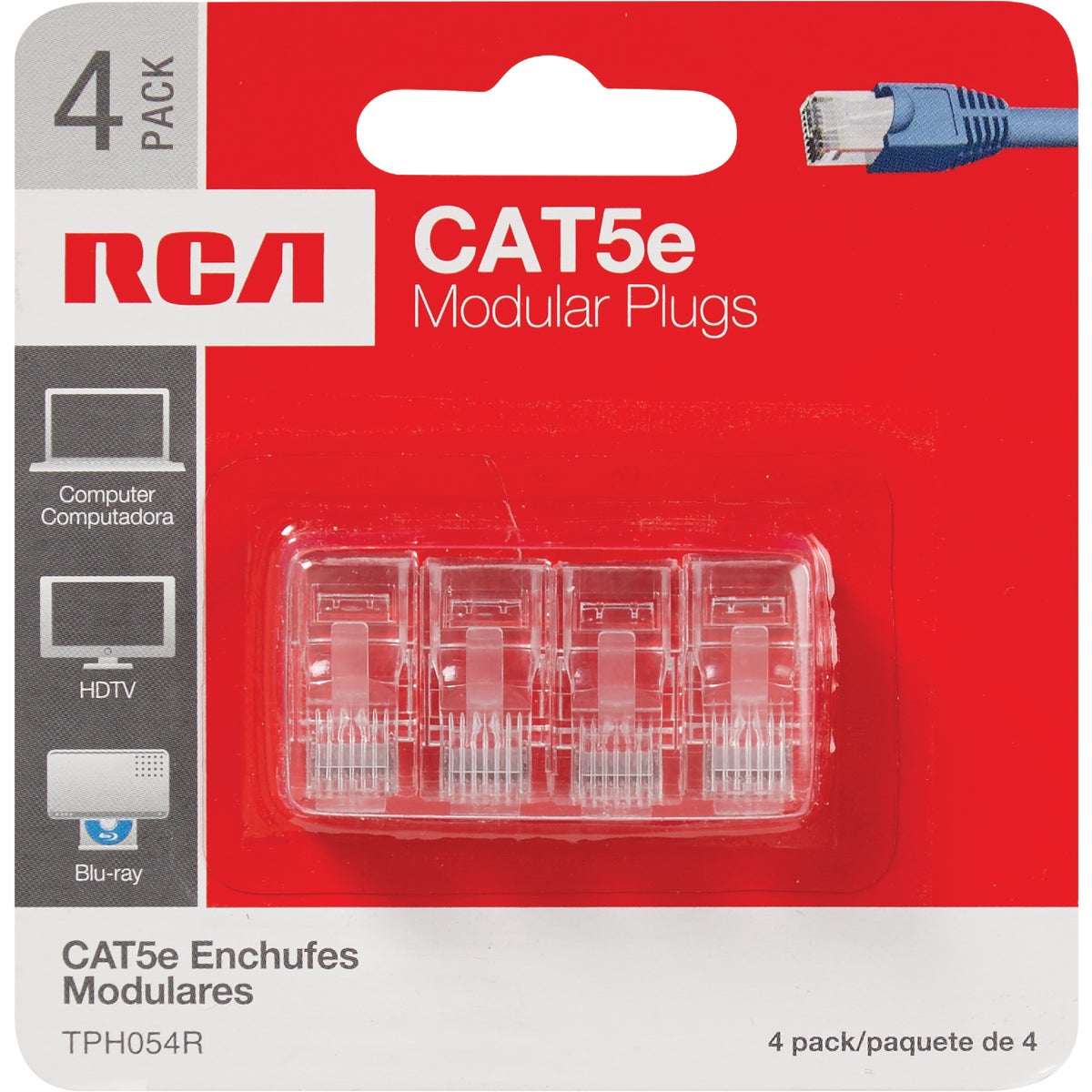 RCA CAT-5E Clear Modular Plug Connector (4-Pack)