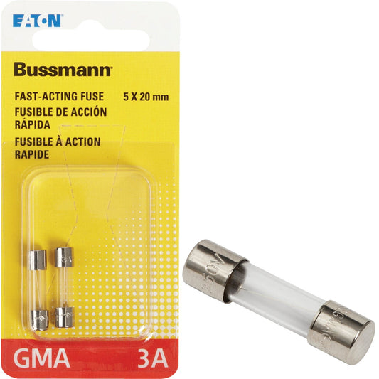 Bussmann 3A GMA Glass Tube Electronic Fuse (2-Pack)