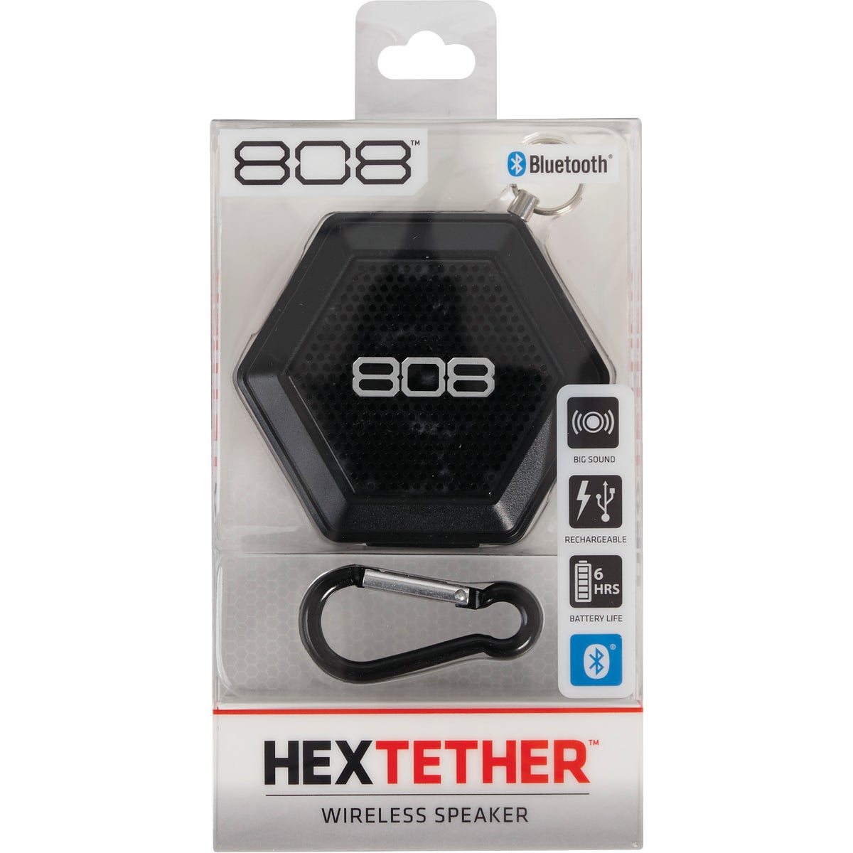 808 Hex Tether Bluetooth Black Wireless Speaker