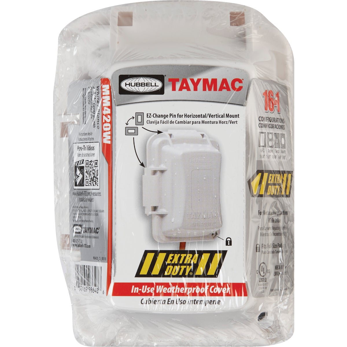 TayMac Extra Duty Single Gang Vertical/Horizontal Mount Polycarbonate White In-Use Outdoor Outlet Cover