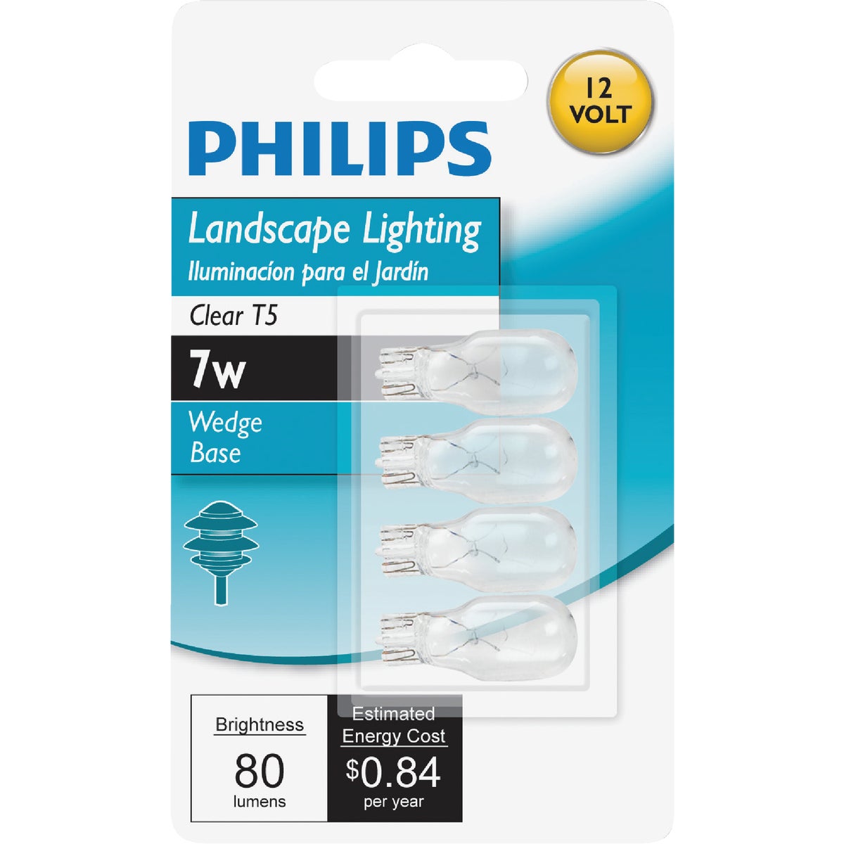 Philips 7W Clear Wedge T5 Incandescent Special Purpose Light Bulb (4-Pack)