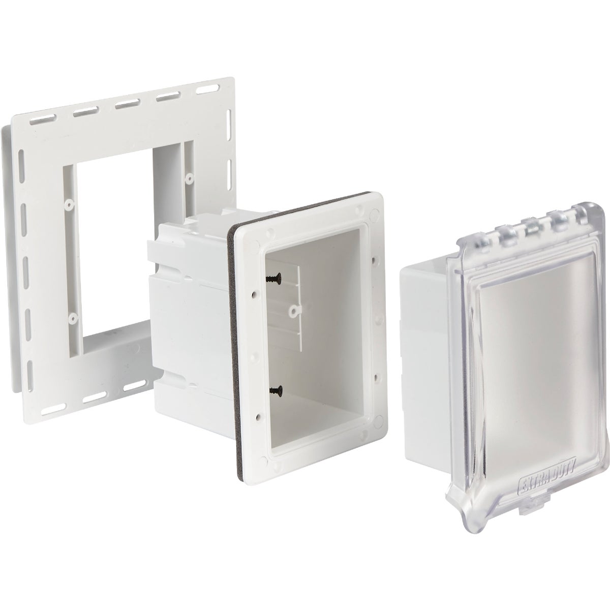 TayMac White Vertical/Horizontal Non-Metallic Recessed Outdoor Outlet Kit