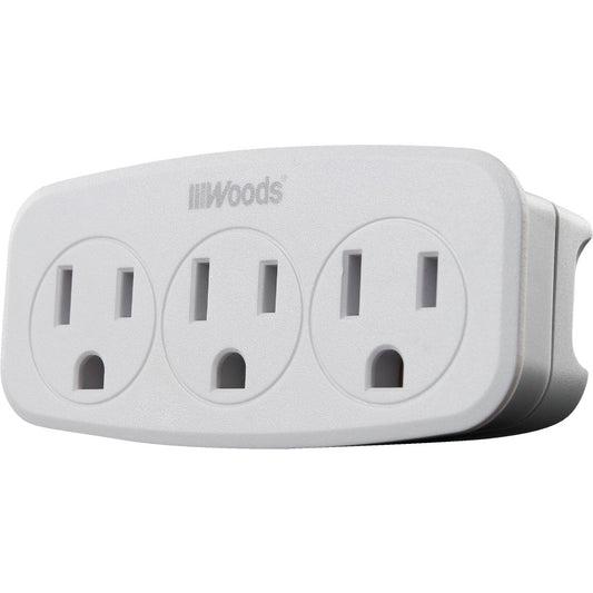 Woods White 15A 3-Outlet Tap