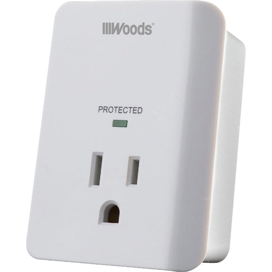 Woods 1-Outlet 15A White Surge Tap Appliance Alarm