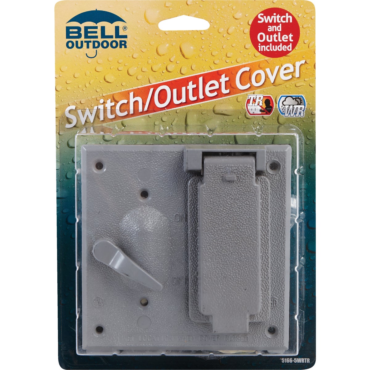 Bell 2-Gang Vertical Mount Die-Cast Metal Gray Outdoor Outlet Cover