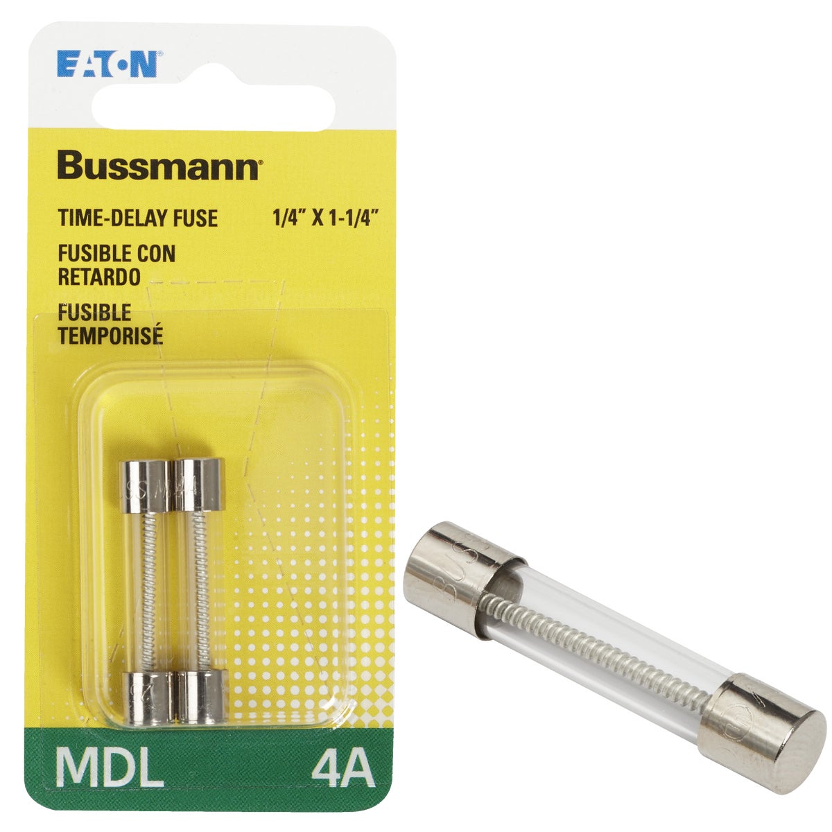 Bussmann 4A MDL Glass Tube Electronic Fuse (2-Pack)