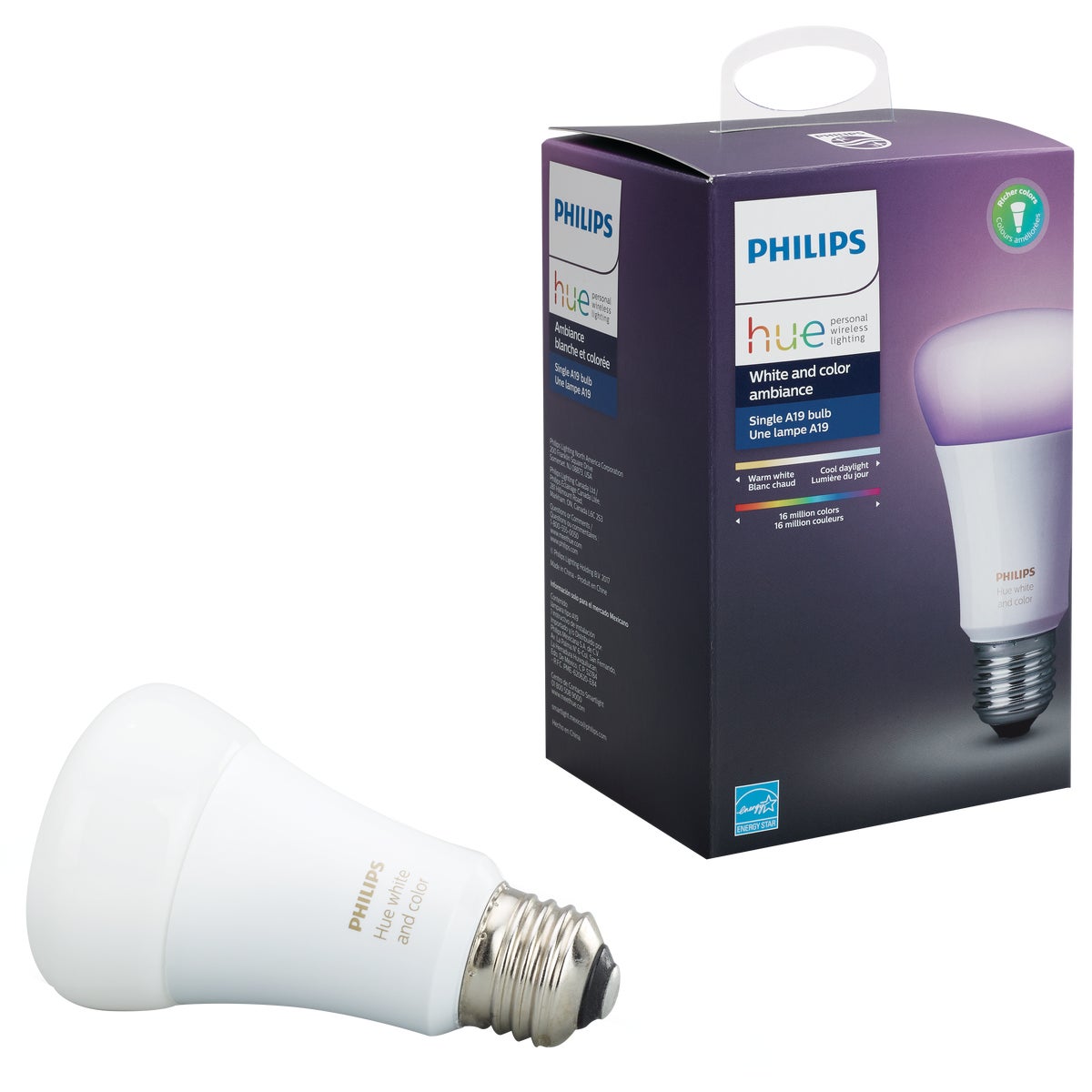 Philips Hue White & Color Ambiance 60W Equivalent Soft White A19 Medium Dimmable LED Light Bulb (California Compliant)