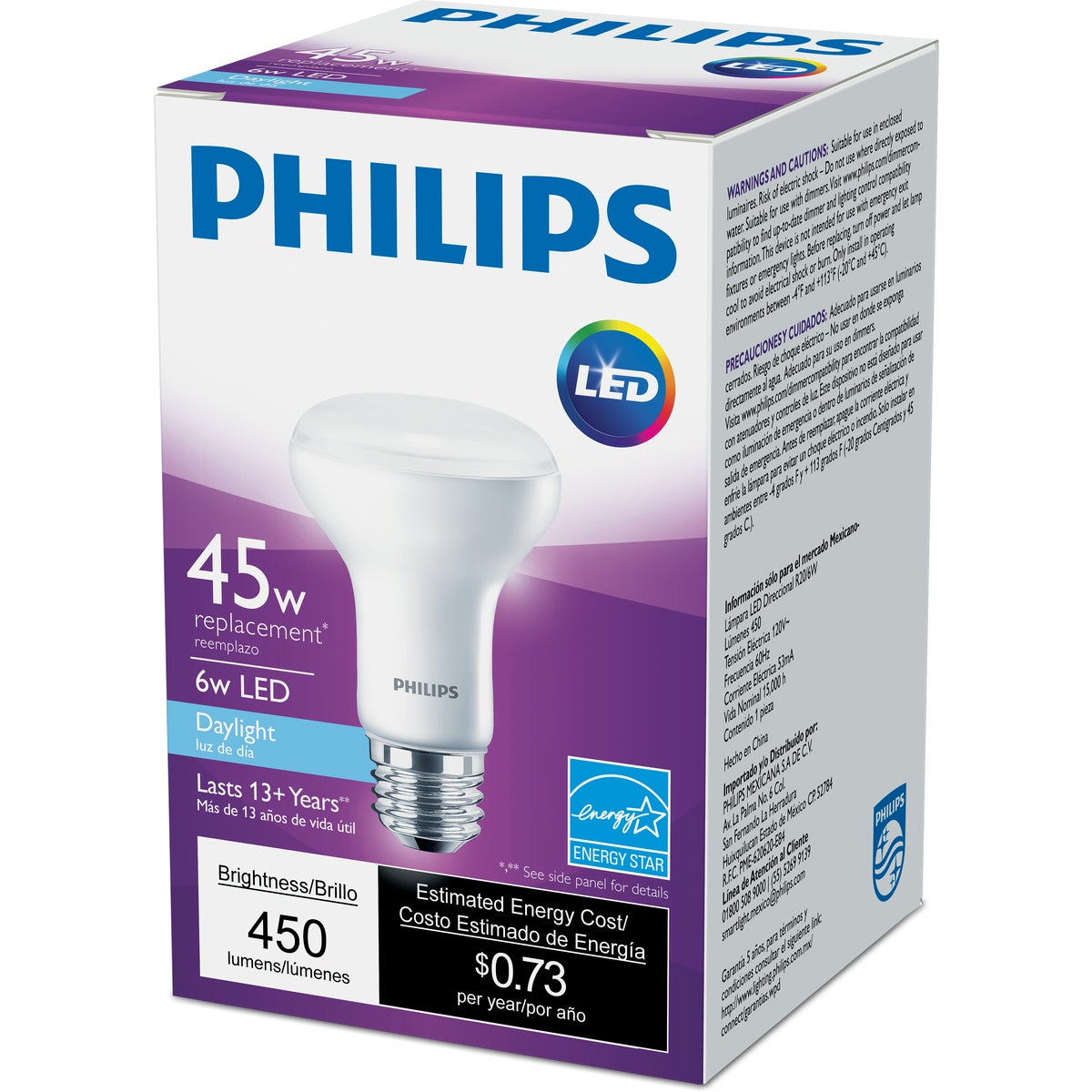 Philips 45W Equivalent Daylight R20 Medium Dimmable LED Spotlight Light Bulb