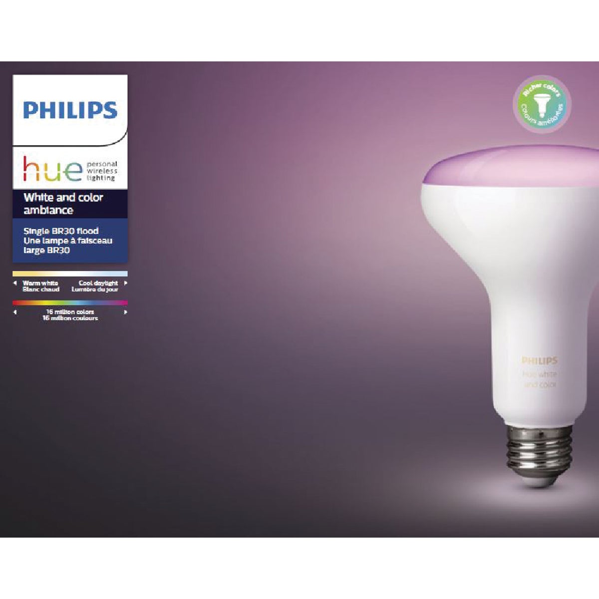 Philips Hue White & Color Ambiance 65W Equivalent BR30 Medium Base LED Floodlight Light Bulb