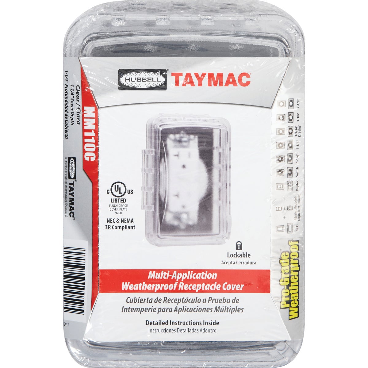 TayMac Single Gang Retangular Polycarbonate Clear Weatherproof Outdoor Box Flip Cover