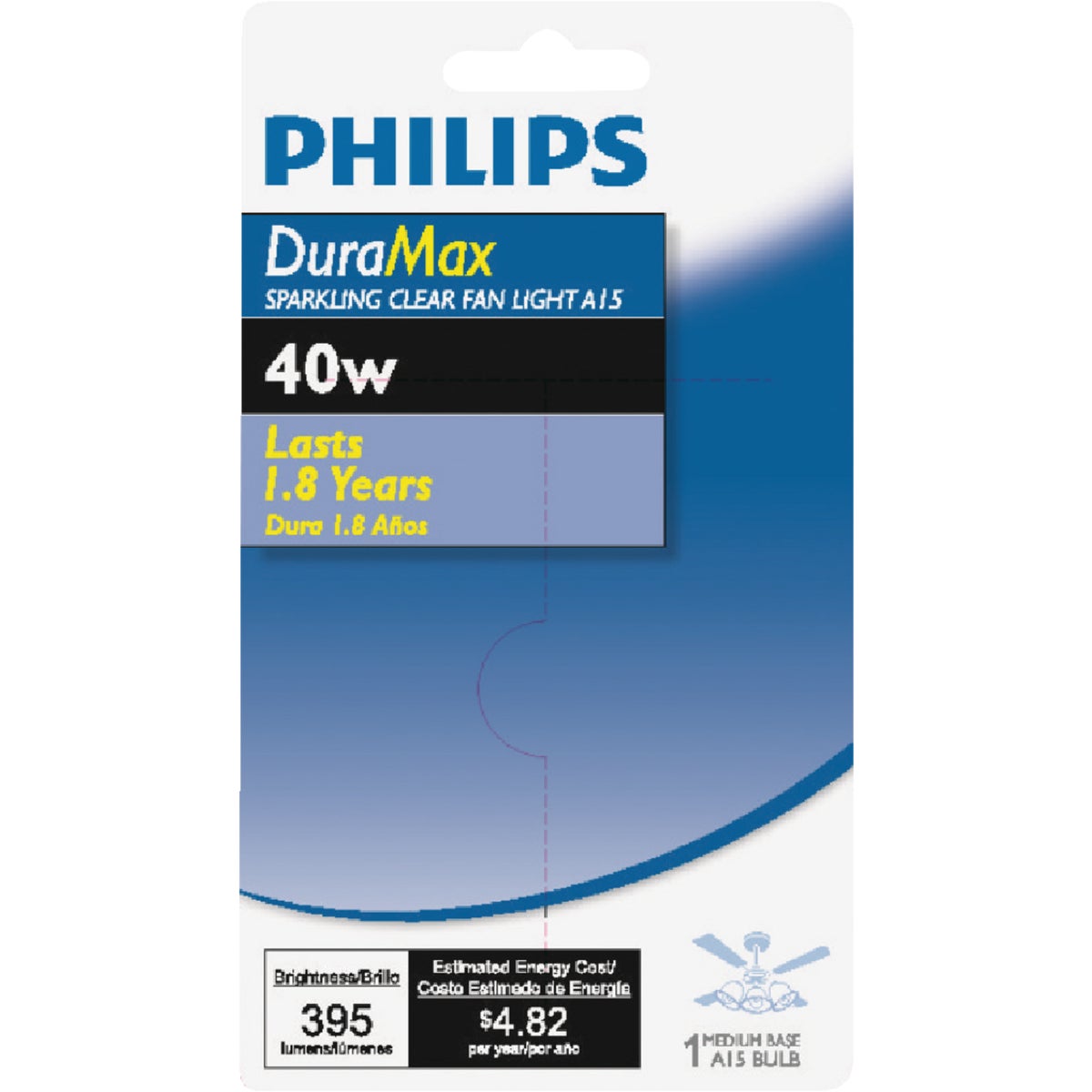 Philips DuraMax 40W Clear Medium A15 Incandescent Ceiling Fan Light Bulb