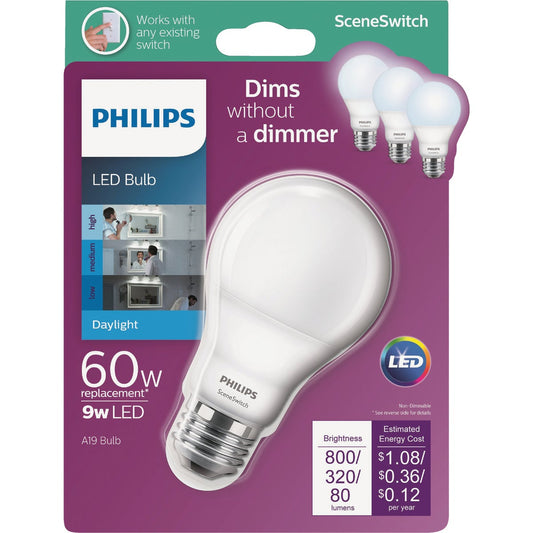 Philips SceneSwitch 60W Equivalent Daylight A19 Medium LED Light Bulb