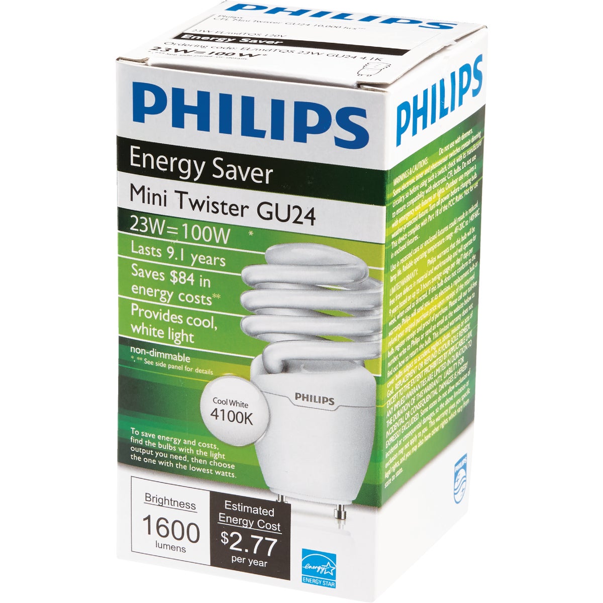 Philips Energy Saver 100W Equivalent Cool White GU24 Base Spiral CFL Light Bulb