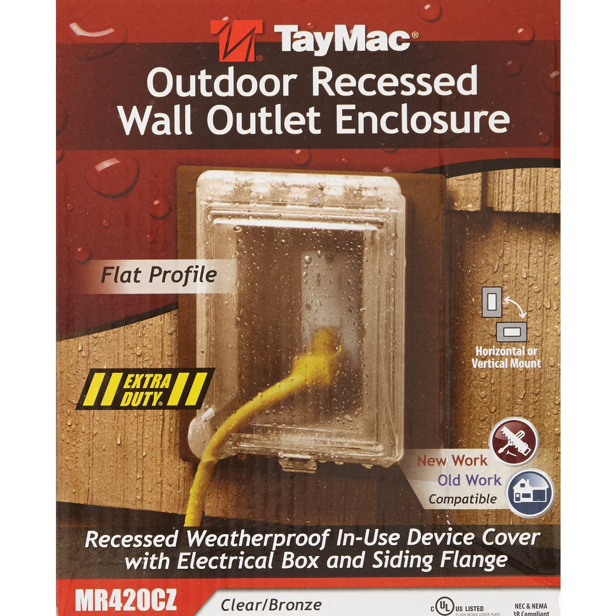 TayMac Bronze Vertical/Horizontal Non-Metallic Recessed Outdoor Outlet Kit