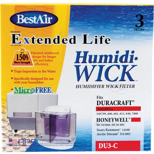 BestAir Extended Life Humidi-Wick DU3 Humidifier Wick Filter (3-Pack)