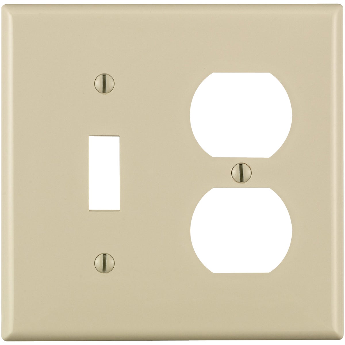 Leviton Commercial Grade 2-Gang Thermoplastic Single Toggle/Duplex Outlet Wall Plate, Light Almond